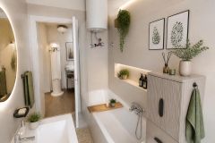 Bagno con vasca arredato AI